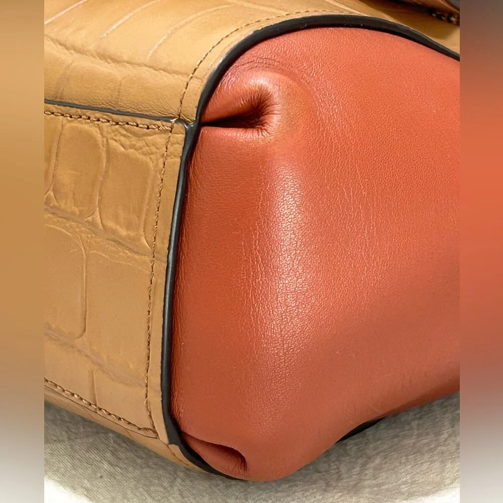 COACH Brooke Mini Croc Embossed and Smooth Leather in Colorblock Xbody/Satchel - Picture 11 of 14